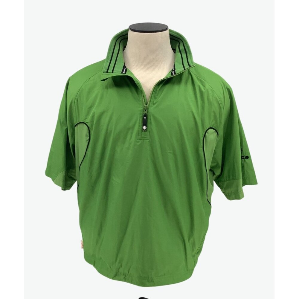 Sunice Green Half-Zip Short Sleeve Windbreaker Mens L Lightweight Golf Outerwear